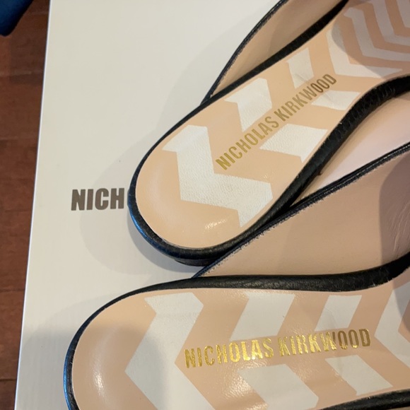 Nicholas Kirkwood Black Calfskin Beya Mules 37 - Picture 7 of 12